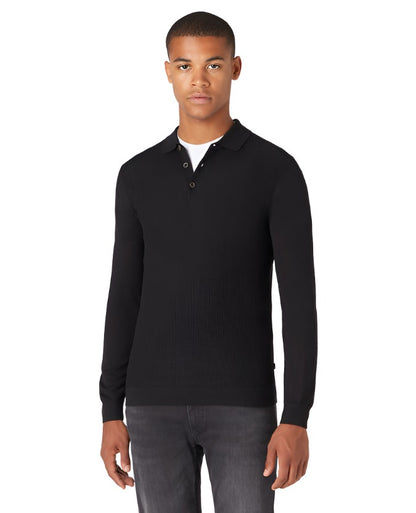ID80072-Remus Black Rib Polo Knitwear