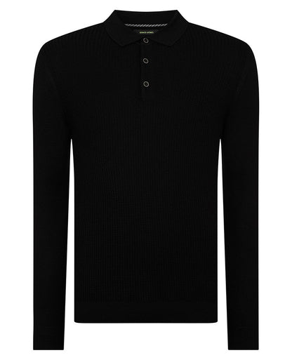 ID80072-Remus Black Rib Polo Knitwear