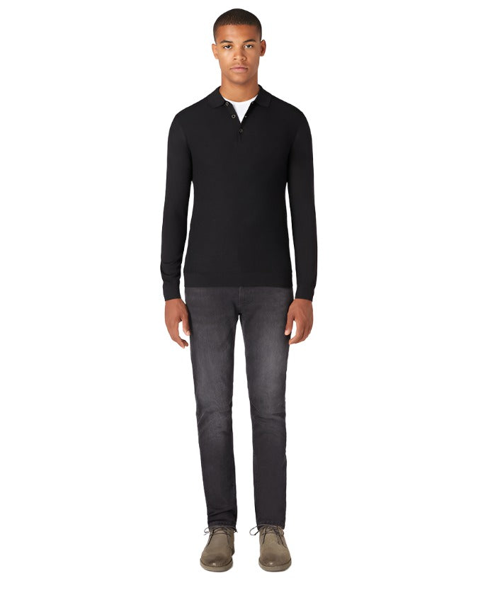 ID80072-Remus Black Rib Polo Knitwear