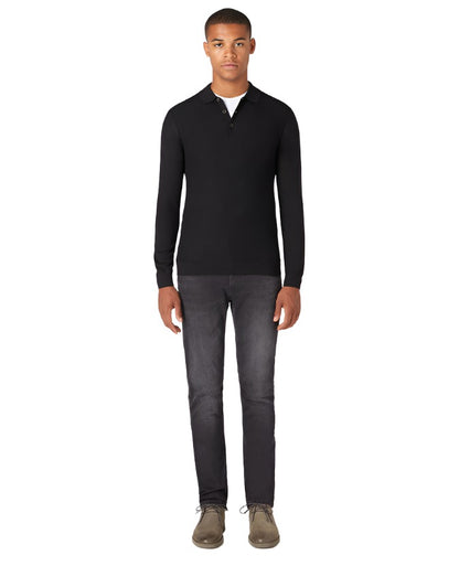 ID80072-Remus Black Rib Polo Knitwear