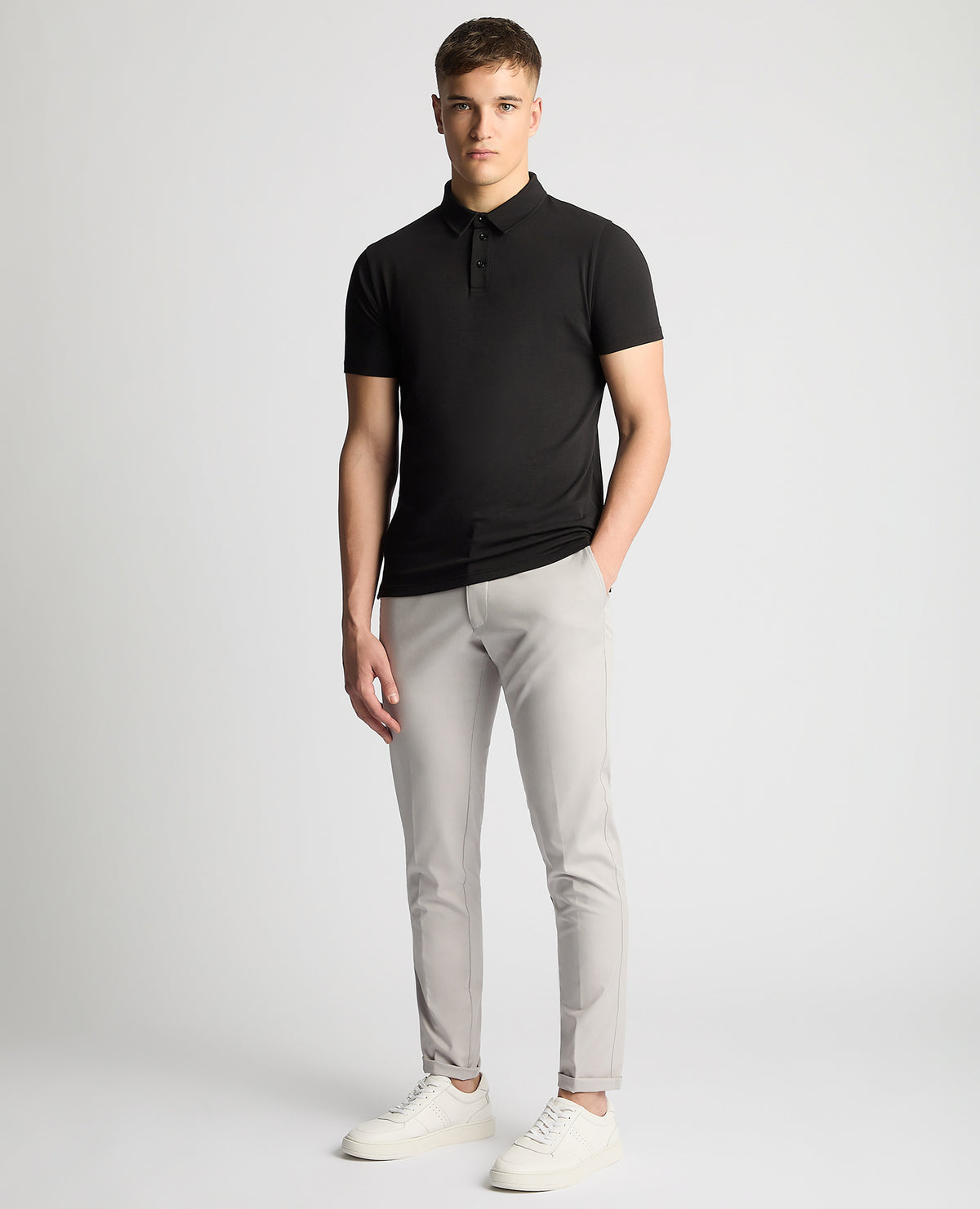 ID25164-Remus Black Tencel Polo Shirt