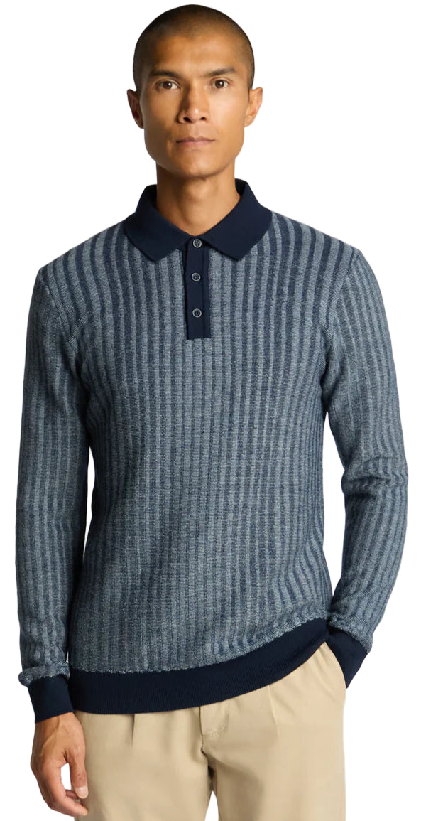 ID25565-Remus Navy Long Sleeve Polo Shirt