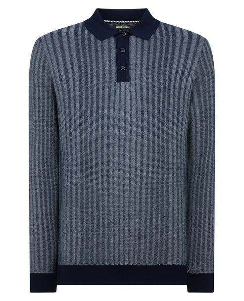 ID25565-Remus Navy Long Sleeve Polo Shirt