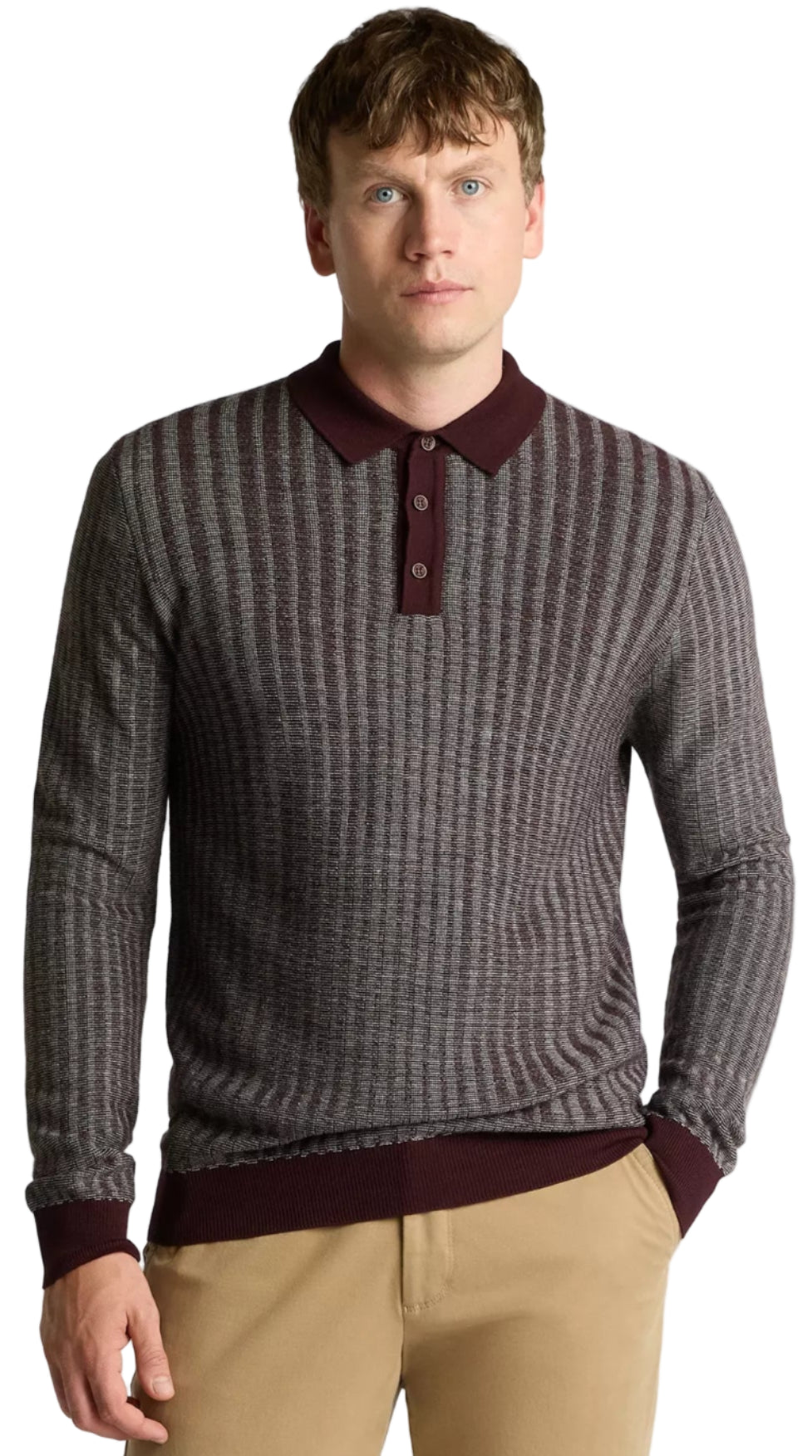 ID25563-Remus Mulberry Long Sleeve Polo Shirt
