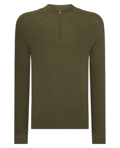 ID25569-Remus Green Rib Quarter Zip Knitwear