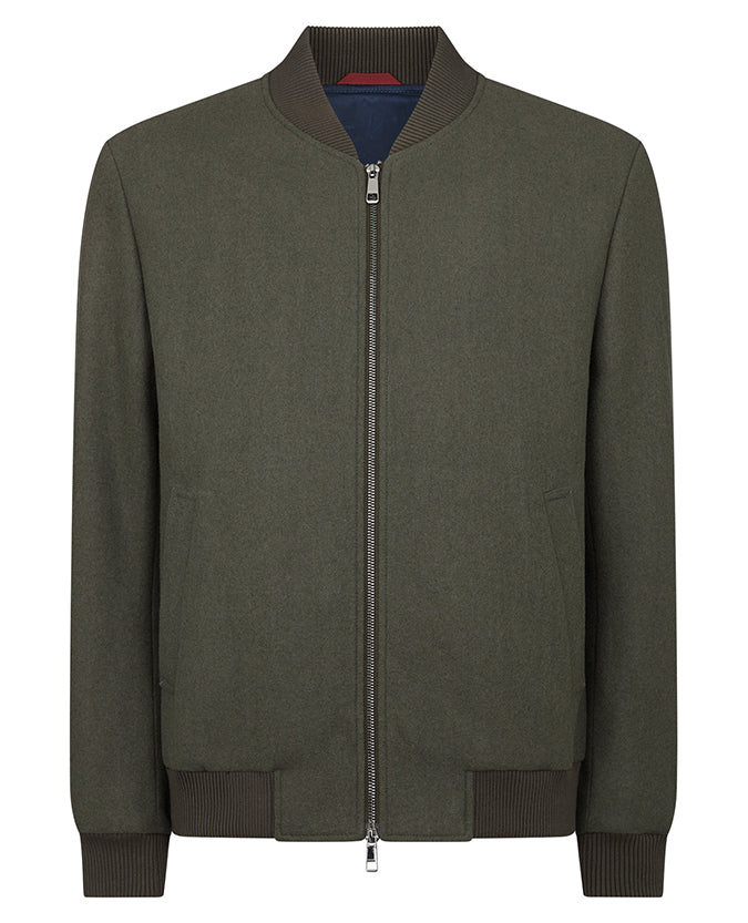 ID80090-Remus Uomo  Green Flannel Bomber Jacket