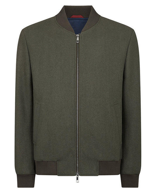 ID80090-Remus Uomo  Green Flannel Bomber Jacket
