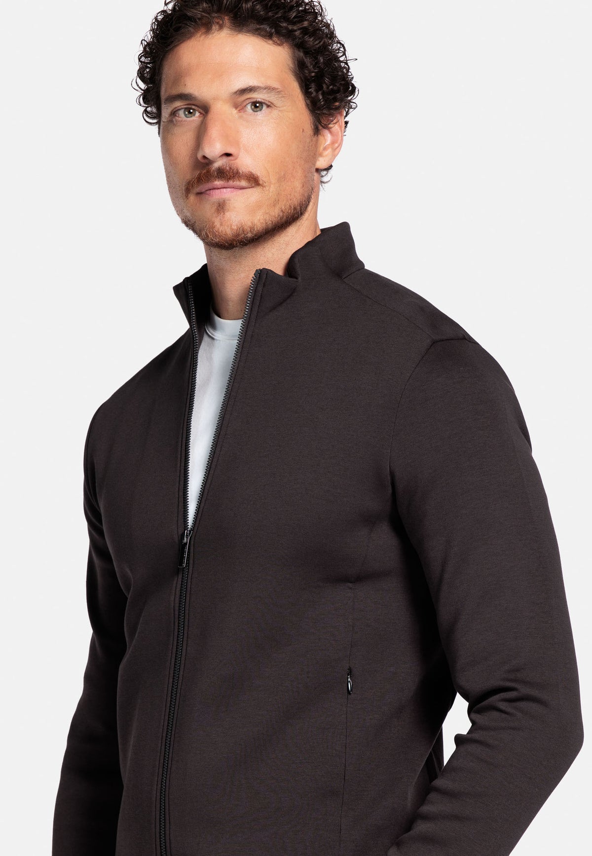 ID25592-Thomas Maine Brown Full Zip Sweatshirt