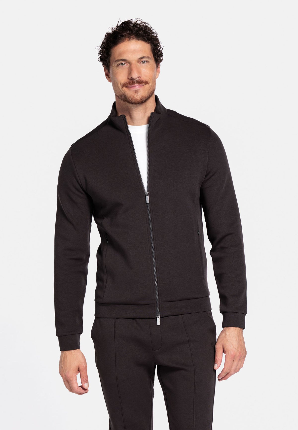 ID25592-Thomas Maine Brown Full Zip Sweatshirt
