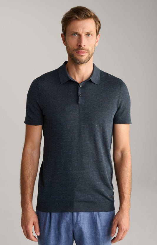 ID24177-Joop Navy Malioso Linen Polo Shirt