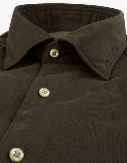 ID25768-Stenstoms Brown Washed Cord Shirt