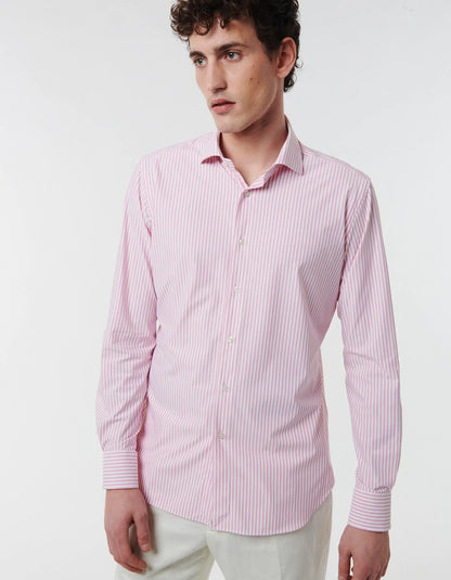 ID24123-Xacus "Active" Pink Stripe Shirt