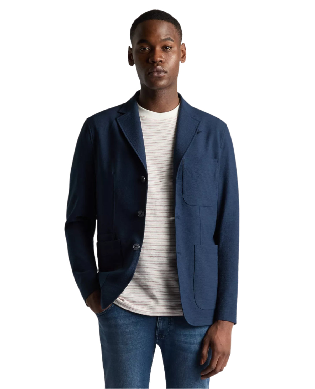ID25199-Remus Navy Seersucker Soft Blazer