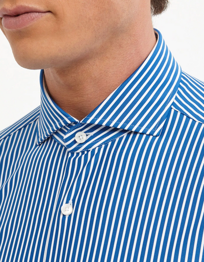 ID25256-Xacus Active Stretch Royal Stripe Shirt
