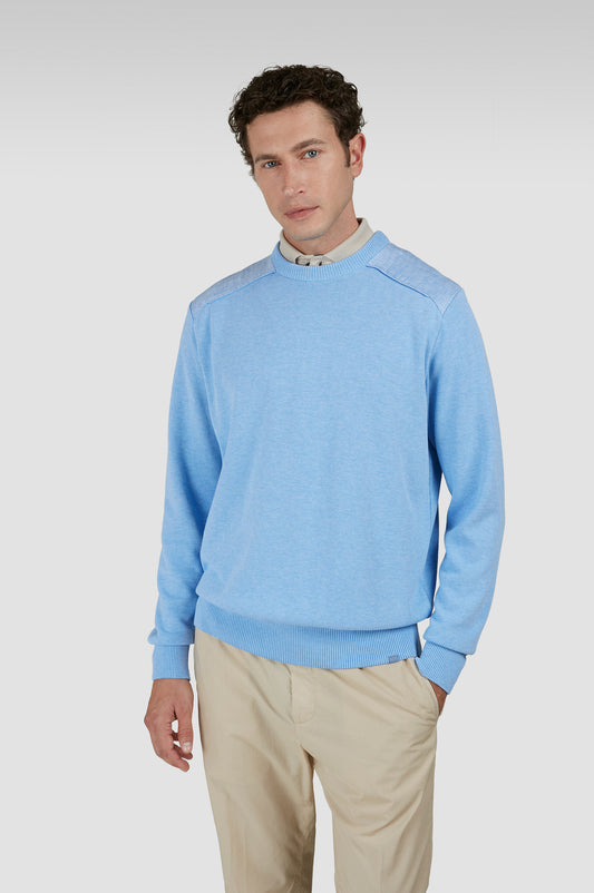 ID25298-Paul Shark Sky Crew Neck Linen Inserts