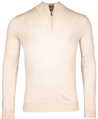 ID25344-Thomas Maine Beige Quarter Zip Knitwear