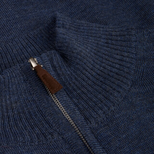 ID25372-Stenstroms Indigo Zip Knitwear