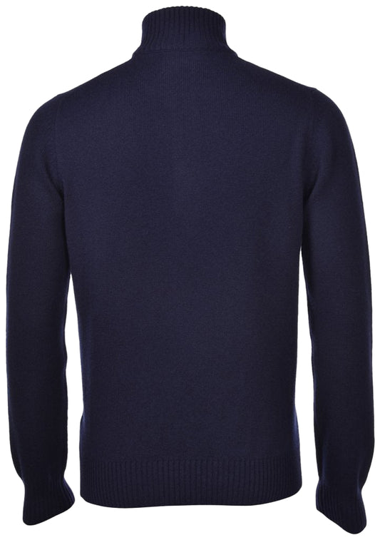 ID25534-Gran Sasso Navy Half Zip Wool Cashmere Knitwear