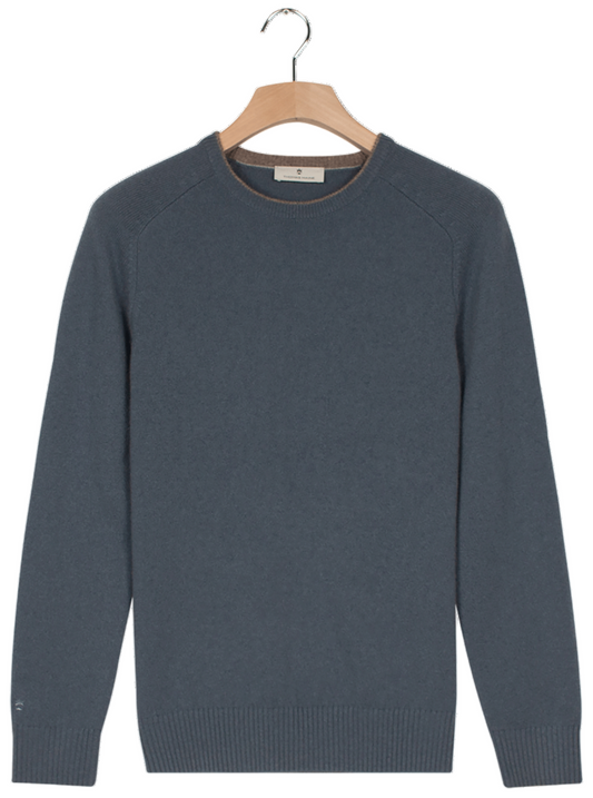 ID25593-Thomas Maine Blue Lambswool Knitwear