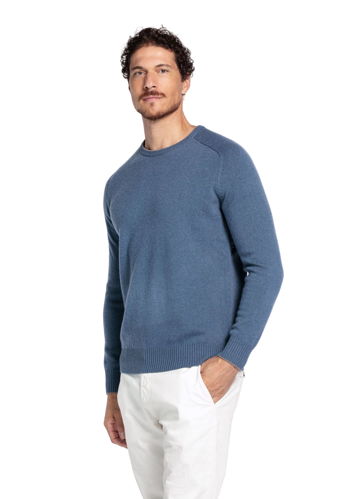 ID25593-Thomas Maine Blue Lambswool Knitwear