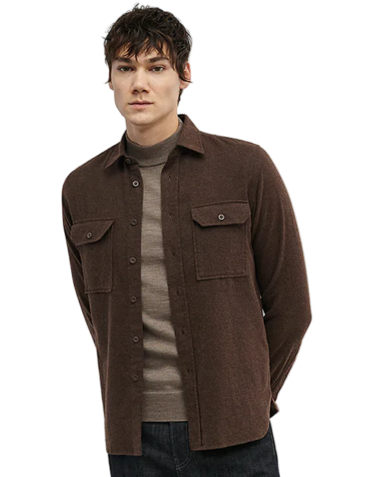 ID25720-Xacus Brown Shirt Twin Pocket