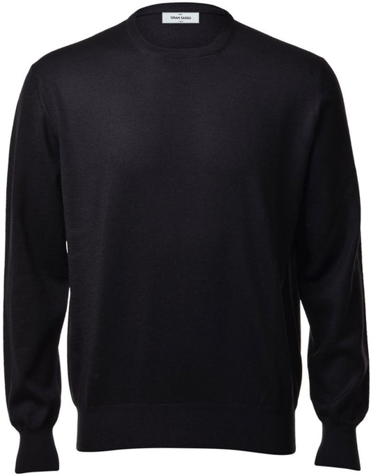 ID80258-Gran Sasso Black Merino Crew Neck