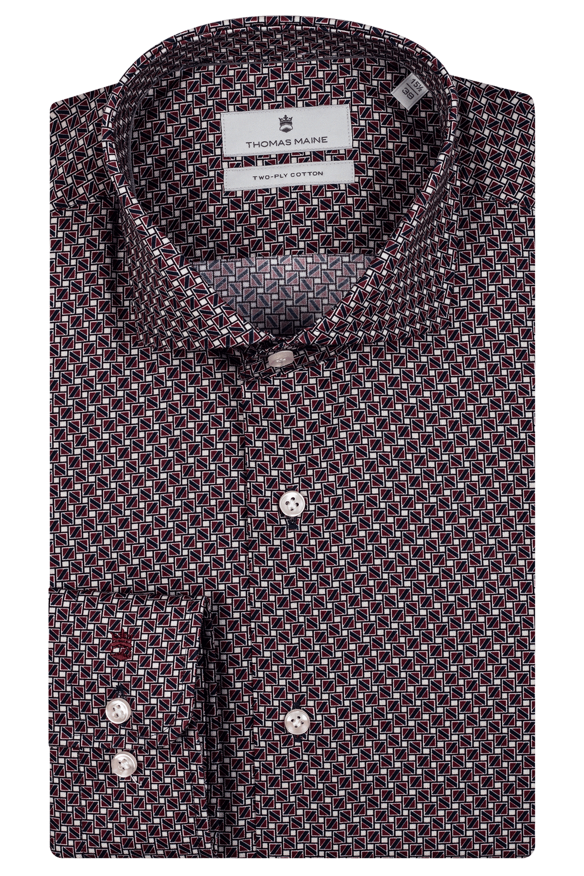 ID60347-Thomas Maine Red Blue Print Shirt