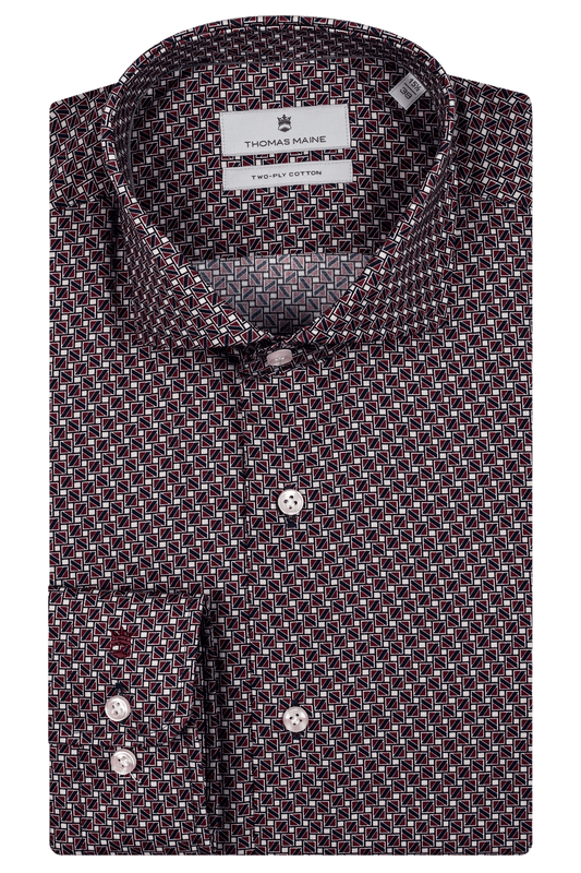 ID60347-Thomas Maine Red Blue Print Shirt