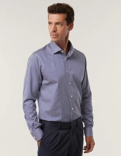 ID80403-Xacus Navy Stripe Button Down Shirt