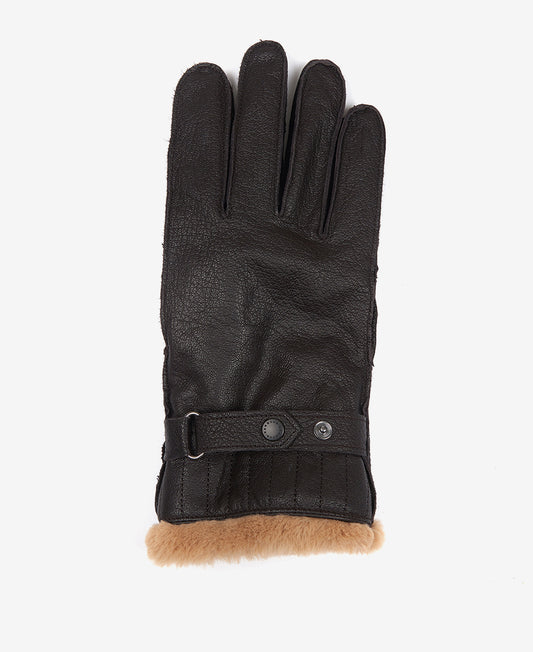 ID25703-Barbour Brown Fleece Lined Leather Gloves
