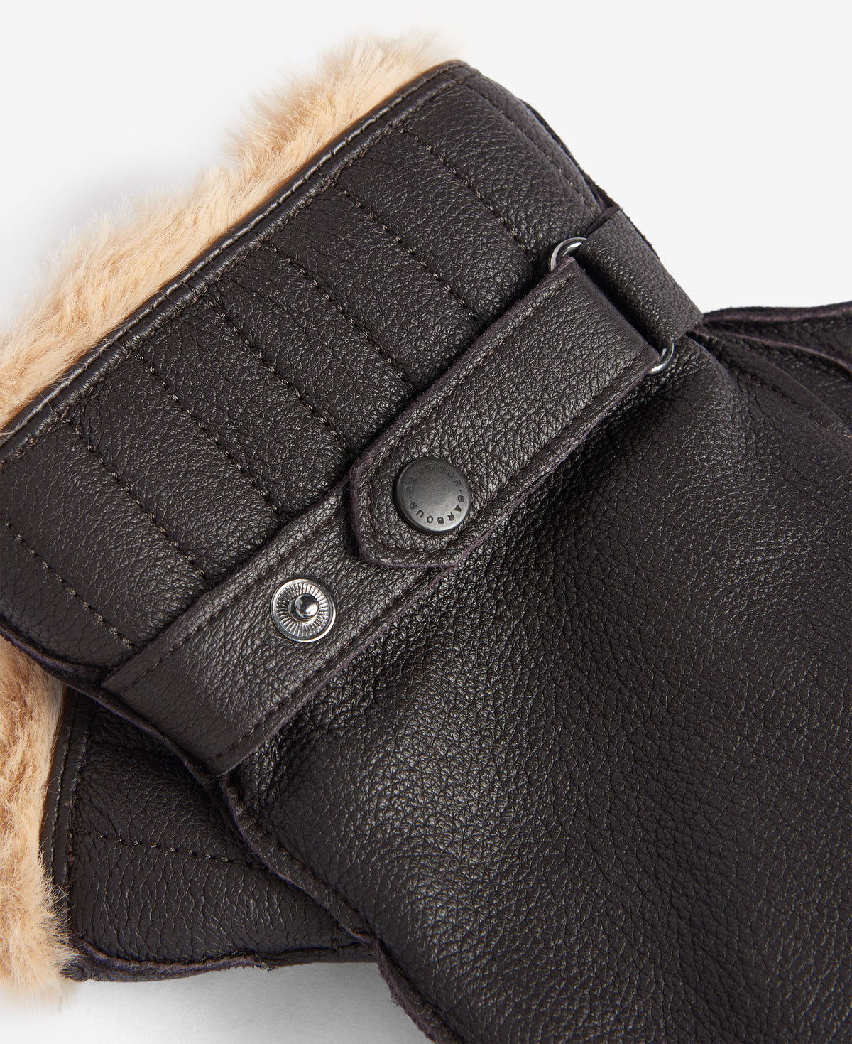ID25703-Barbour Brown Fleece Lined Leather Gloves