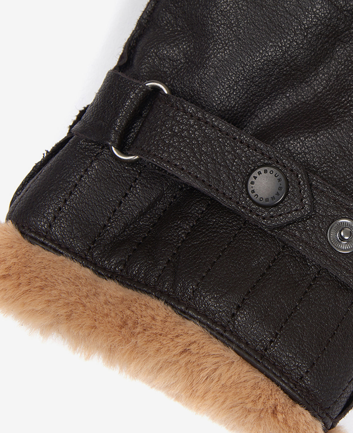ID25703-Barbour Brown Fleece Lined Leather Gloves