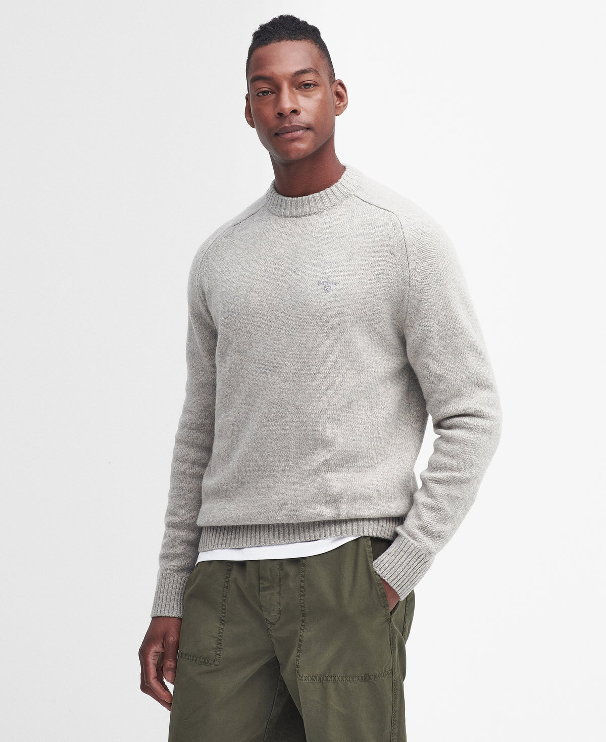 ID24622-Barbour Grey Grangetown Knitwear