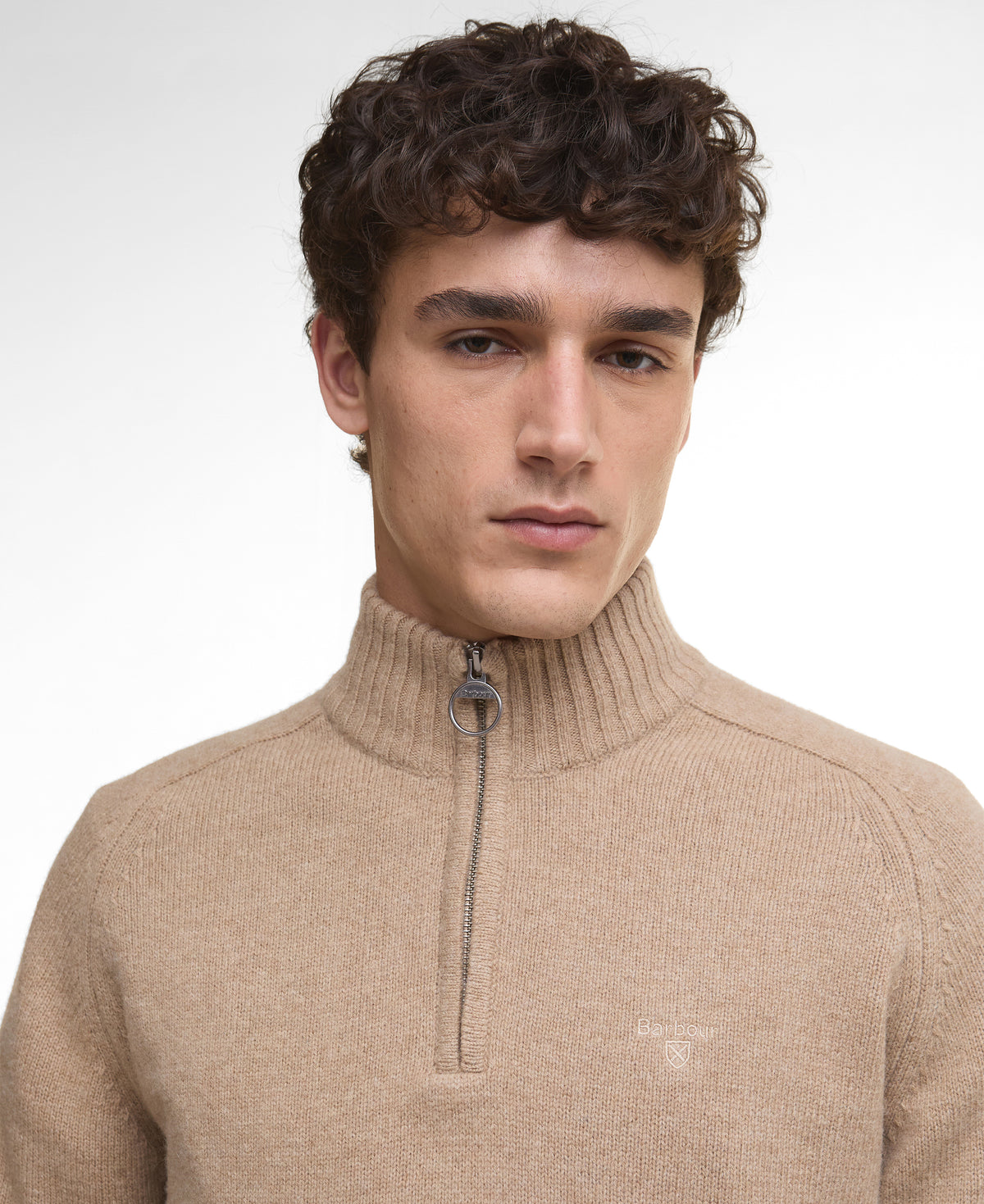 ID25616-Barbour Stone Quarter Zip Grangetown Knitwear
