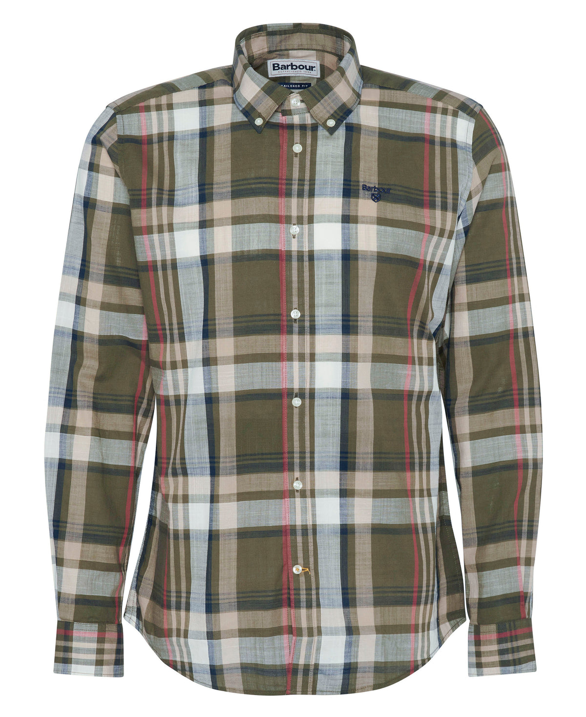 ID25099-Barbour Olive Tan Kidd Shirt