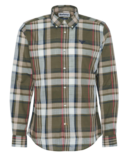 ID25099-Barbour Olive Tan Kidd Shirt