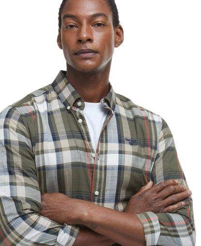 ID25099-Barbour Olive Tan Kidd Shirt