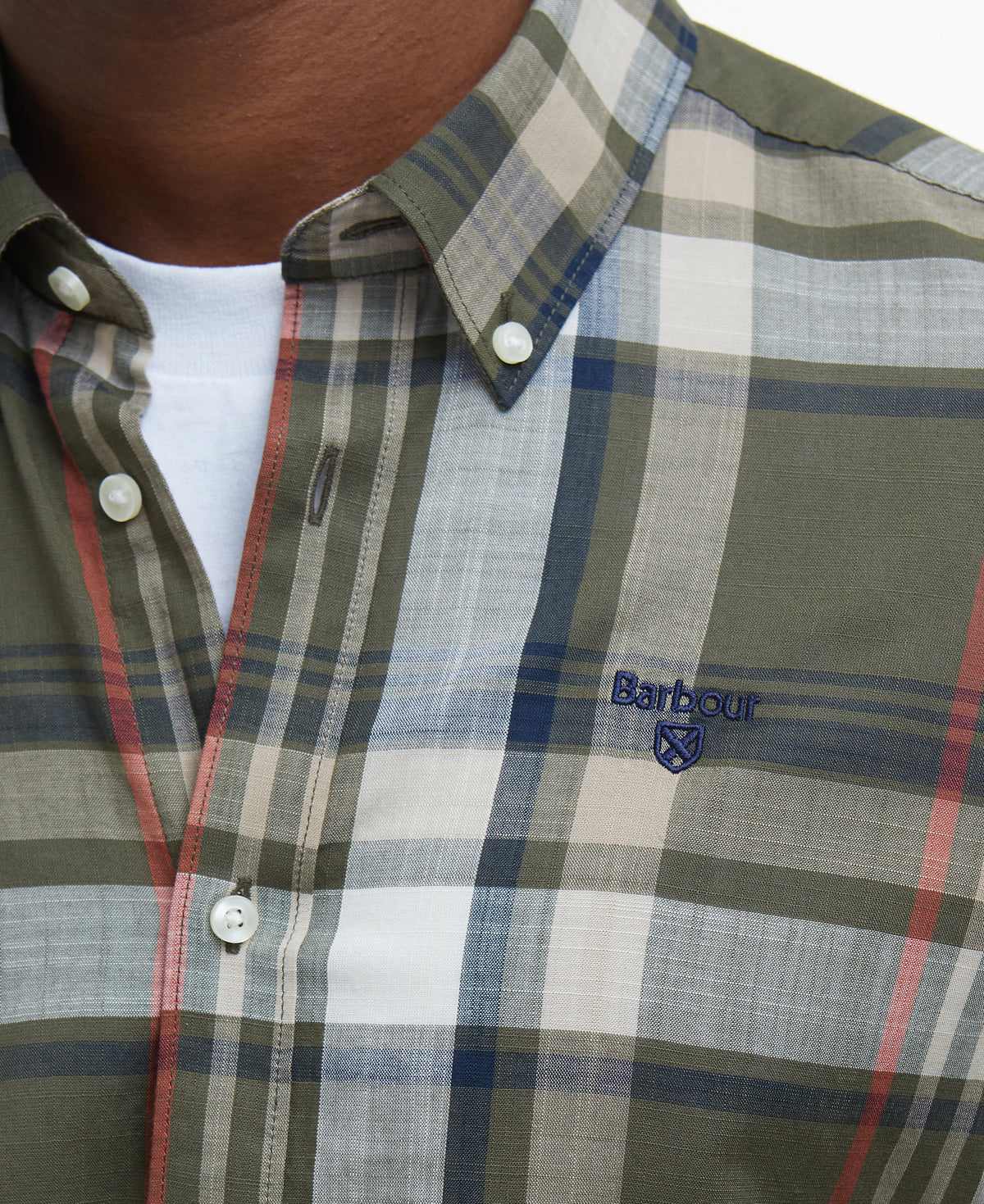 ID25099-Barbour Olive Tan Kidd Shirt