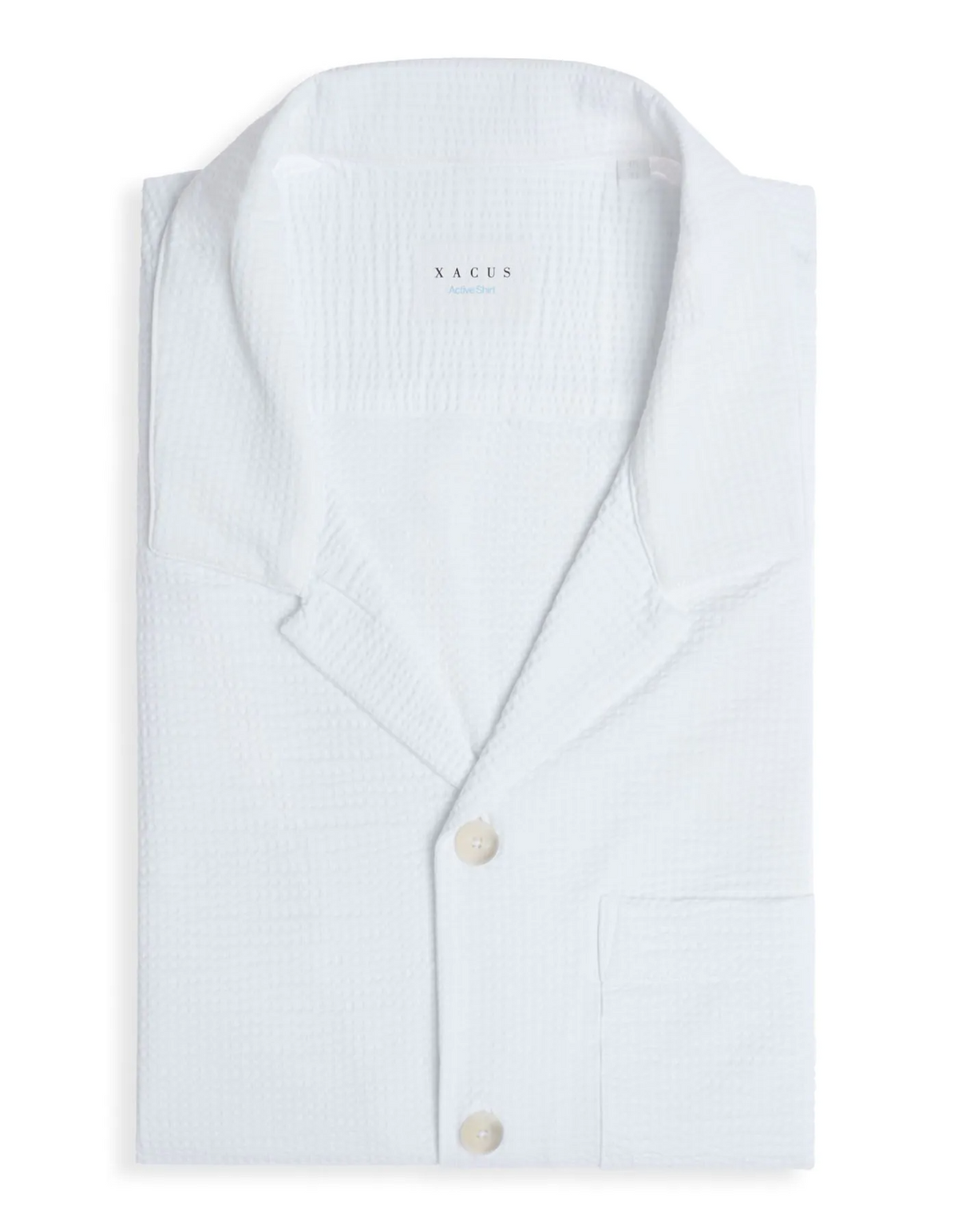 ID25261-Xacus S/S Seersucker White Shirt