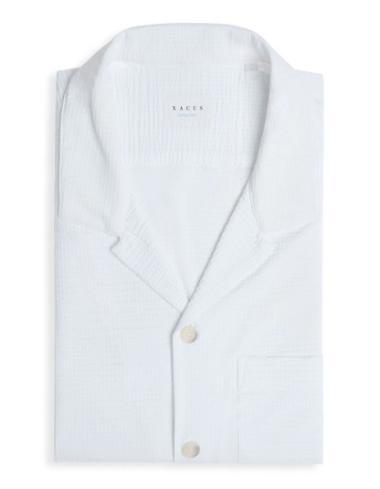 ID25261-Xacus S/S Seersucker White Shirt