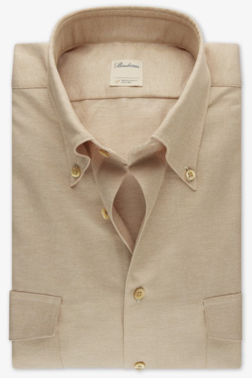 ID24335-Stenstroms Beige Military Pocket Shirt