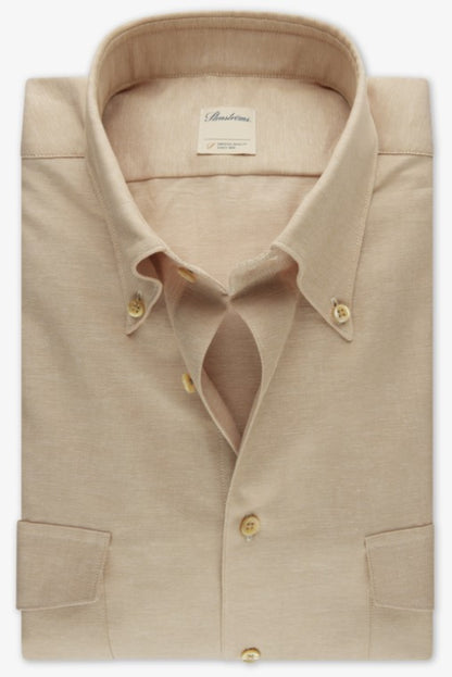 ID24335-Stenstroms Beige Military Pocket Shirt