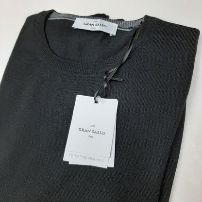 ID80258-Gran Sasso Black Merino Crew Neck