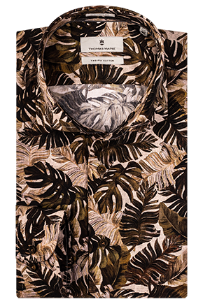 ID10233-Thomas Maine Green Jungle Leaves Shirt