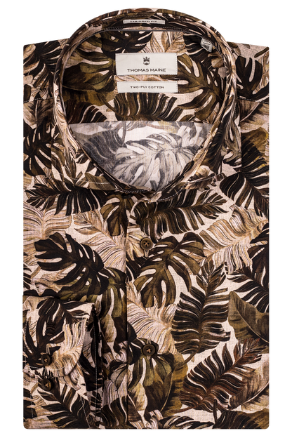 ID10233-Thomas Maine Green Jungle Leaves Shirt