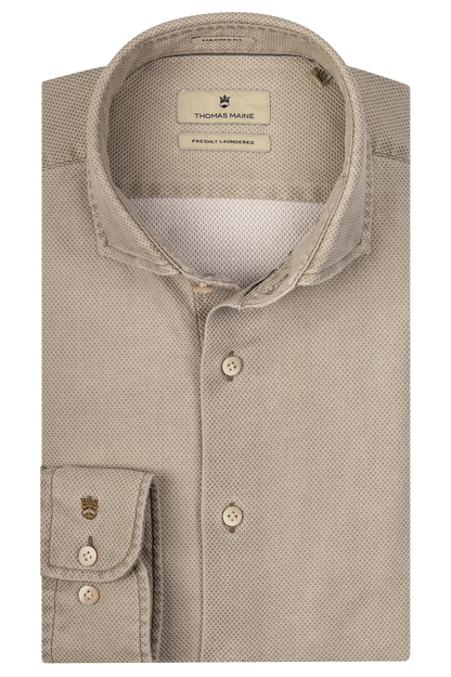ID10232-Thomas Maine  Khaki Washed Waffle Shirt