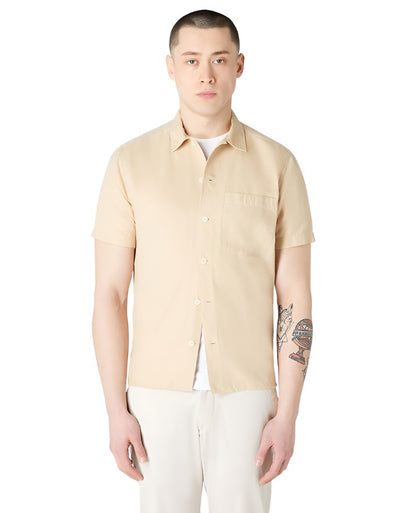 ID70254-Remus Linen Mix Short Sleeve Shirt Beige