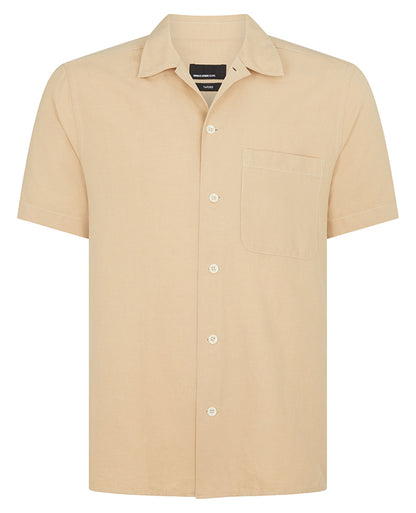ID70254-Remus Linen Mix Short Sleeve Shirt Beige