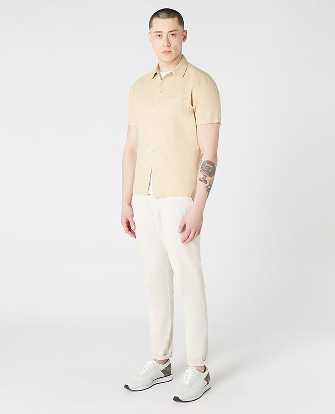 ID70254-Remus Linen Mix Short Sleeve Shirt Beige