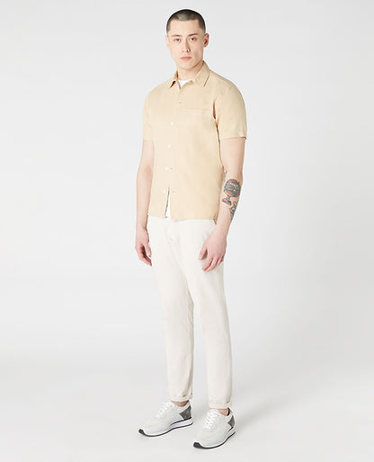 ID70254-Remus Linen Mix Short Sleeve Shirt Beige